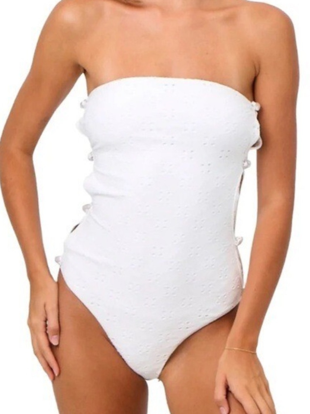 La Porte Stephanie One-Piece Swimsuit in White Eyelet